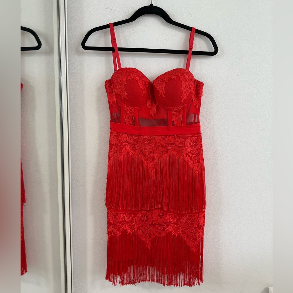 Guess Red Bodycon Cocktail Dress Sweetheart Neckline